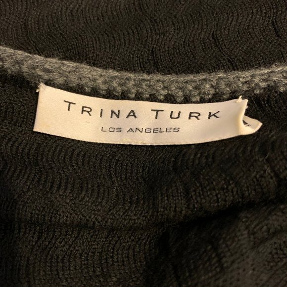 Trina Turk Black Wool Textured Knit Cardigan - Picture 6 of 8